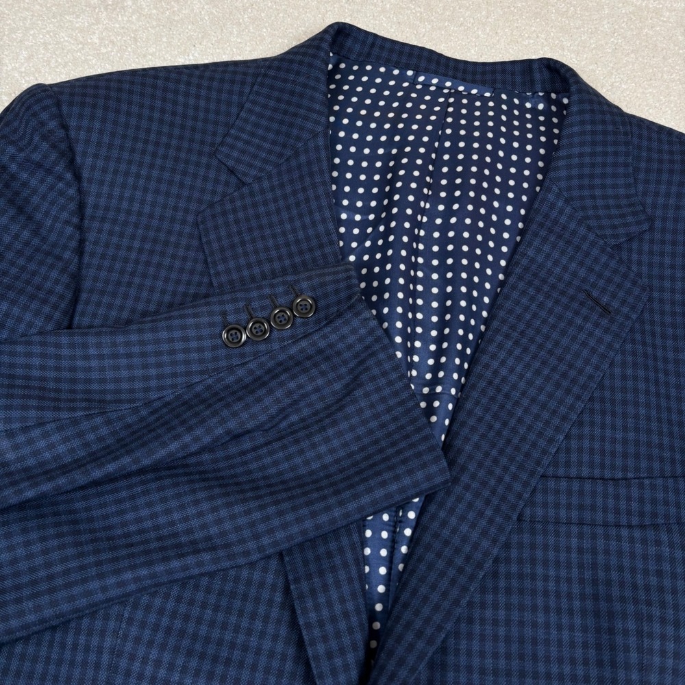 Romualdo Loro Piana Super 120s Wool Blue Gingham Sport Coat Blazer 48R 50R
